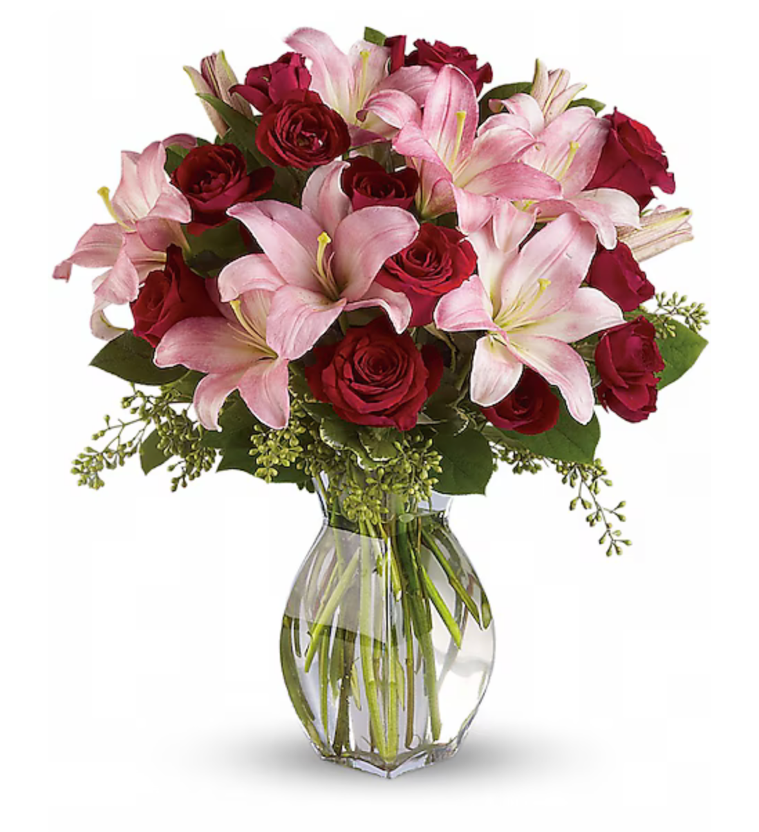 Romantic Blush & Crimson Bouquet