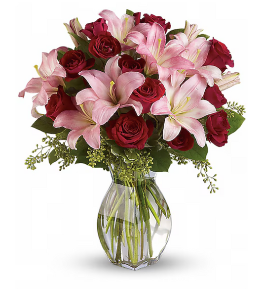 Romantic Blush & Crimson Bouquet