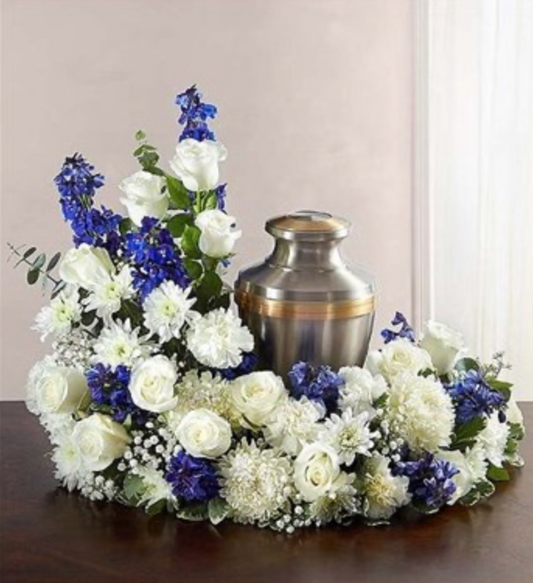 Peaceful Blue Remembrance Urn Arrangement