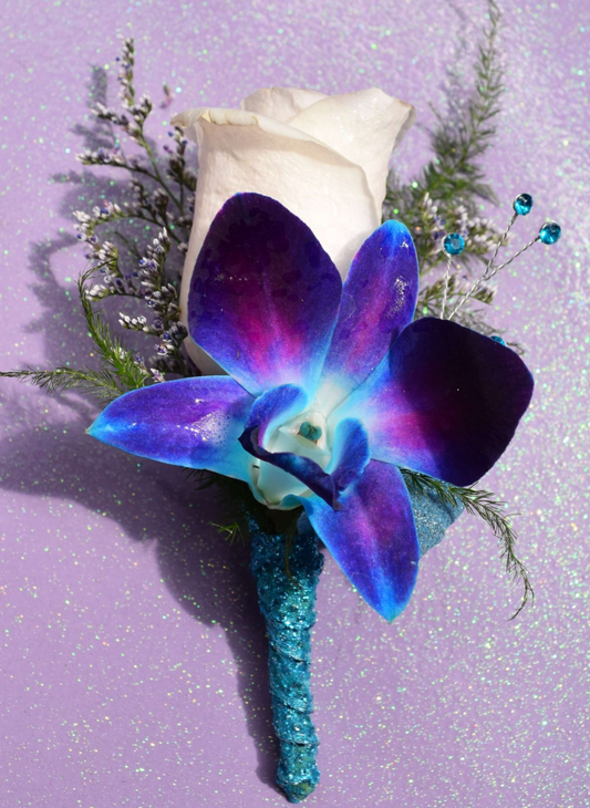 Galaxy Orchid Rose Boutonniere