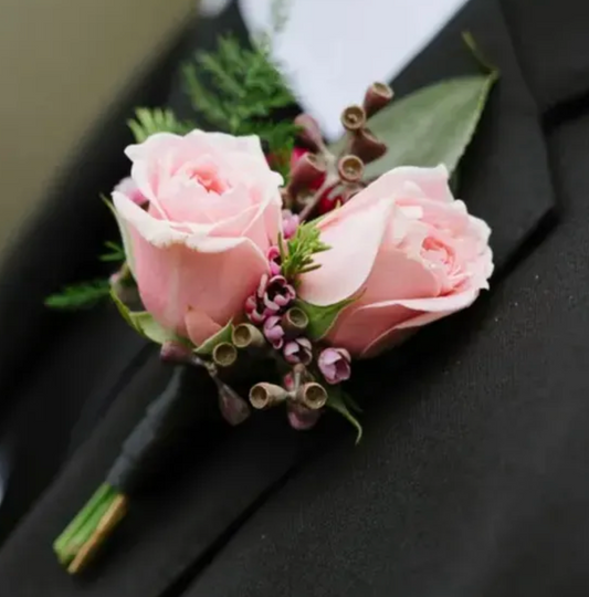 Blush Duo Rose Boutonniere