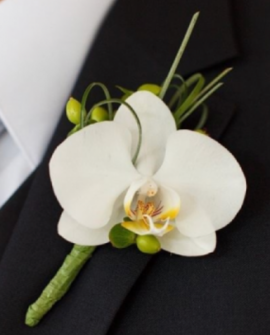 White Orchid Luxe Boutonniere