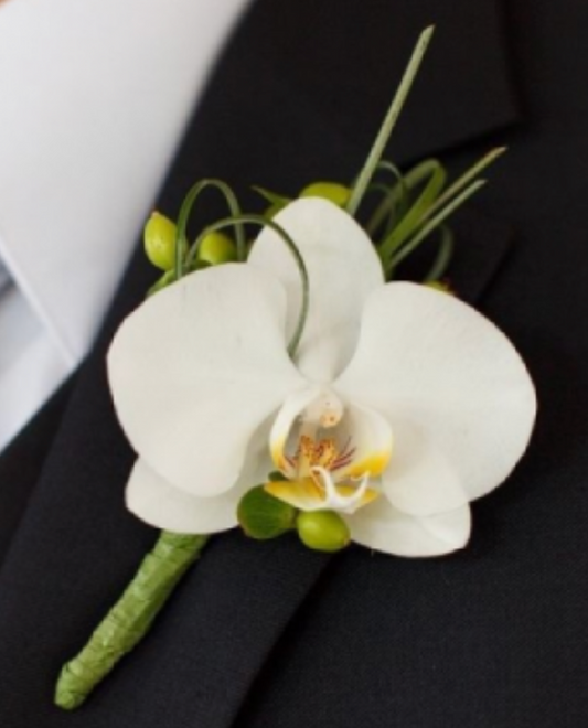 White Orchid Luxe Boutonniere
