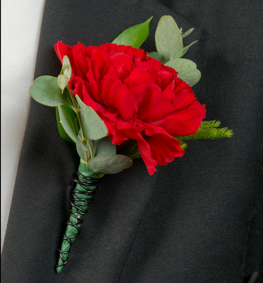 Crimson Charm Boutonniere